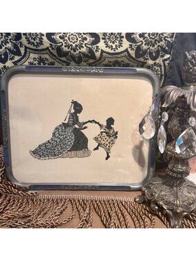 Vintage Eva Schonberg Signed Silhouette Art Framed 10 X 13